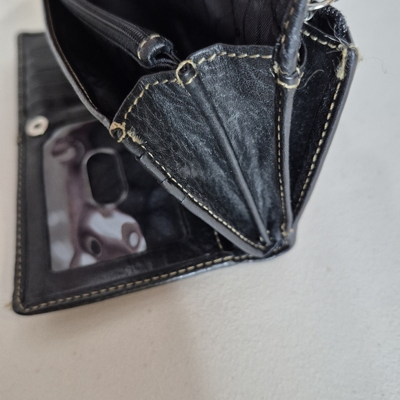 Fossil Vintage Blackburn Black Pebble Grain Leather Tri-Fold Wallet Multi-Slots - Picture 8 of 12